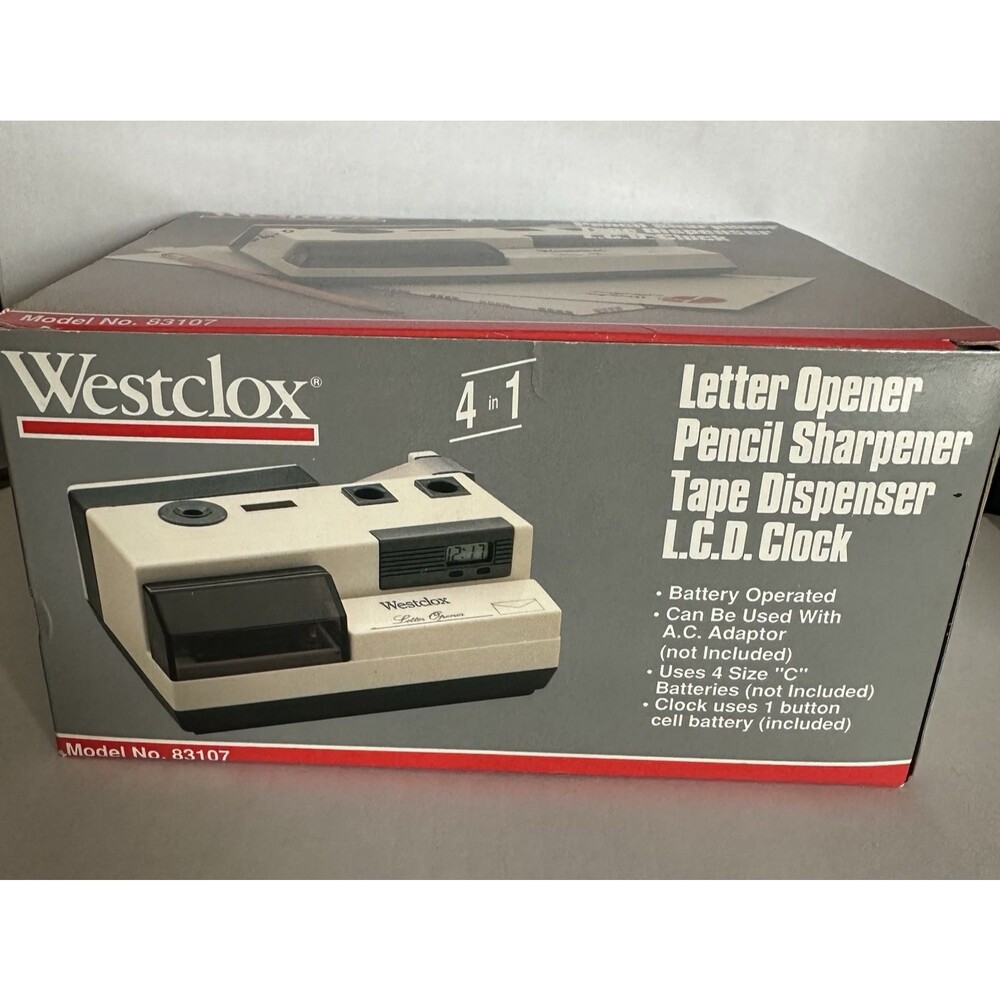 Vintage Westclox 4 in 1 Letter Opener Pencil Sharpener Tape Dispenser LCD Clock - Picture 14 of 16